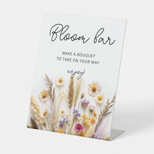 Floral Boho Bloom Bar Reclamebord Met Voetstuk (Voorkant)