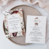 Floral Boho Bourgogne tout en un Faire-part de mar