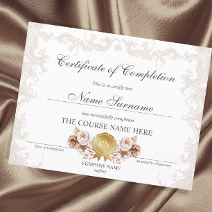 Floral Boho Certificaat van Voltooiing Award Cursu