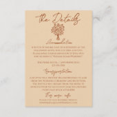 Floral Boho Chic Cream Terracotta Wedding Details Informatiekaartje (Voorkant)