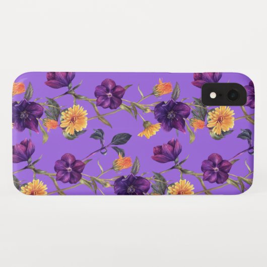 Floral Boho Chic Paars Case-Mate iPhone Case (Achterkant (horizontaal))