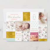 Floral Boho Collage Gold Birth koninklijke kaarten (Voorkant)