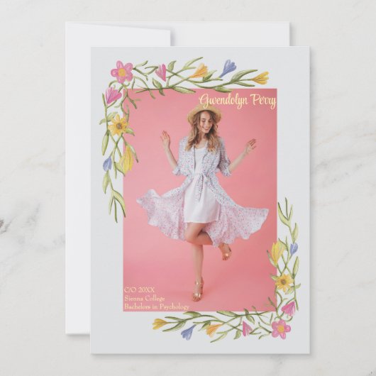 Floral Boho College Graduation Party Invitation (Devant)