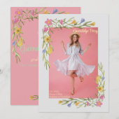 Floral Boho College Graduation Party Invitation (Devant / Derrière)