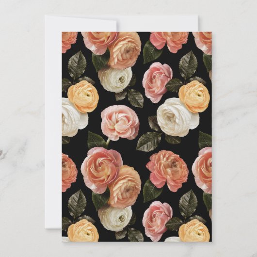 Floral Boho Custom Photo Zwart Goud 70e Verjaardag Kaart (Achterkant)