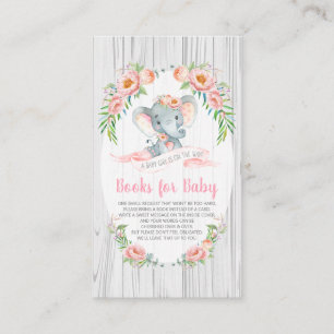 Floral Boho Elephant Baby shower brengt boek mee Informatiekaartje