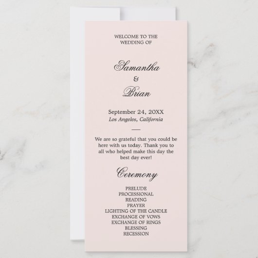 Floral boho été simple programme de mariage (Devant)