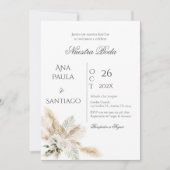 Floral Boho Faire-part de mariage Invitación (Devant)