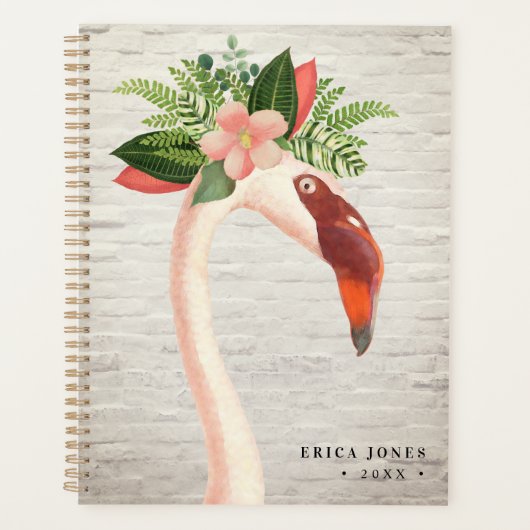 Floral Boho Flamant rose blanc (Devant)