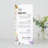 Floral Boho Fleur sauvage Mariage Menu Carte de re (Debout devant)
