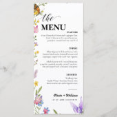 Floral Boho Fleur sauvage Mariage Menu Carte de re (Devant)