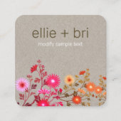 Floral Boho Fleurs sauvages Kraft Carte de visite (Devant)