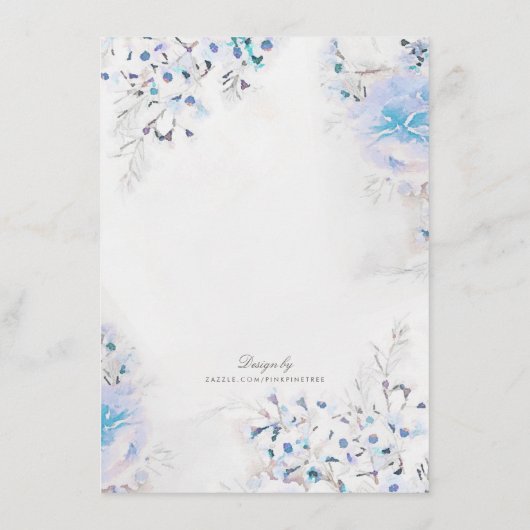 Floral Boho Fresh Light Blue Wedding Insert Kaart (Achterkant)