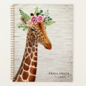 Floral Boho Giraffe White Brick Planner (Voorkant)