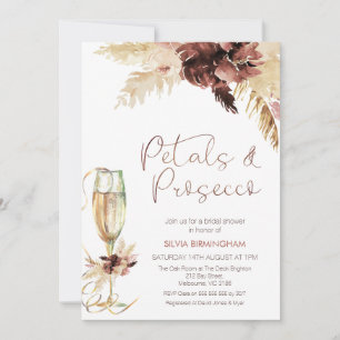 Floral Boho Glass Petals Prosecco Vrijgezellenfees Kaart