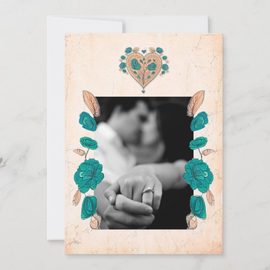 Floral Boho Hart Mexicaanse bruiloft Kaart (Achterkant)