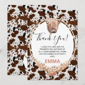 Floral Boho Highland Cow Anniversaire Carte de rem (Devant / Derrière)