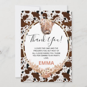 Floral Boho Highland Cow Anniversaire Carte de rem