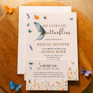 Floral Boho Hij geeft me vlinders Vrijgezellenfees Kaart