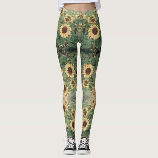 Floral Boho Hippie Sunflower Leggings (Voorkant)