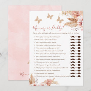 Floral Boho maman ou papa Baby shower carte de jeu