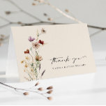 Floral Boho Mariage Carte de remerciements<br><div class="desc">Ce carte de remerciements de mariage élégant et élégant dispose de magnifiques fleurs sauvages aquarellés peints à la main et disposés comme un joli bouquet parfait pour le printemps,  l'été ou les mariages de automne. Recherchez les éléments correspondants dans la collection de Mariages Fleurs sauvages Boho.</div>