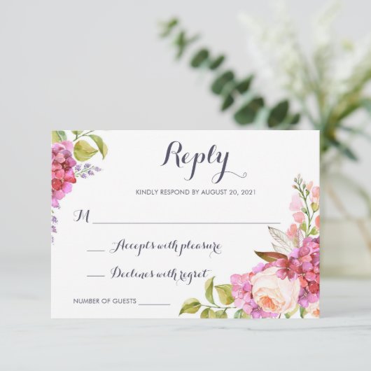 Floral Boho Modern Responcard RSVP (Debout devant)