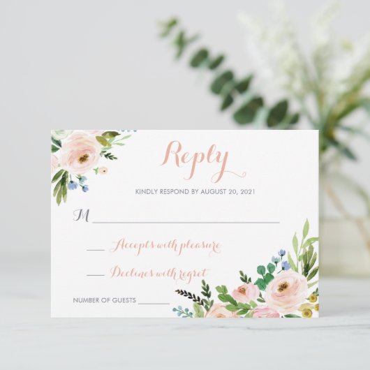 Floral Boho Modern Responcard RSVP (Debout devant)