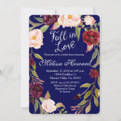 Floral Boho Navy Blue Bridal shower Invitation (Devant)