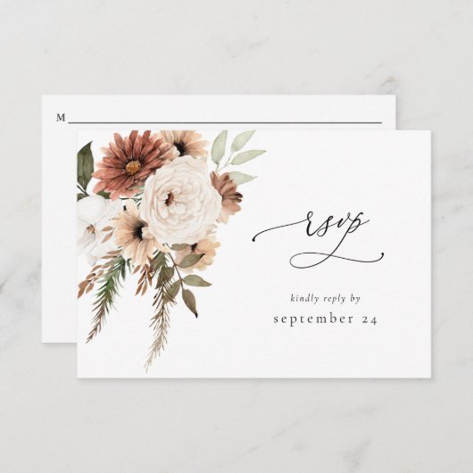 Floral Boho neutre rustique w Repas RSVP S2 (Devant / Derrière)