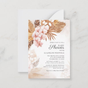 Floral Boho Pampas Grass Terracotta Baby shower Notitiekaartje