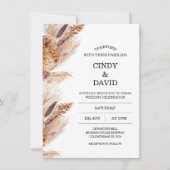 Floral Boho Pampas Grass Wedding Kaart (Voorkant)