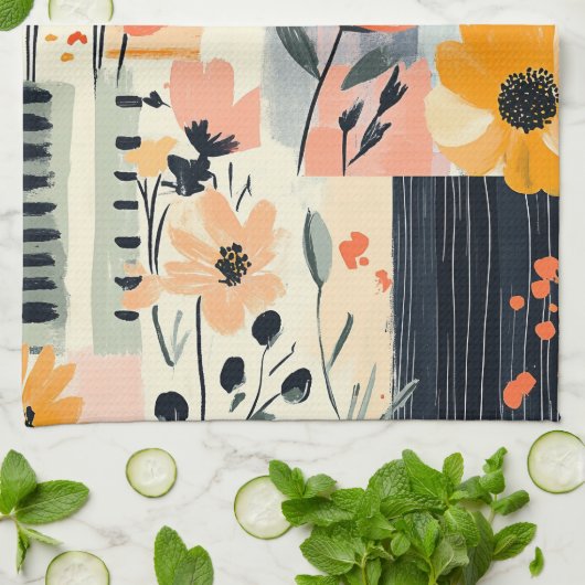 Floral Boho Patchwork Theedoek (Gevouwen)