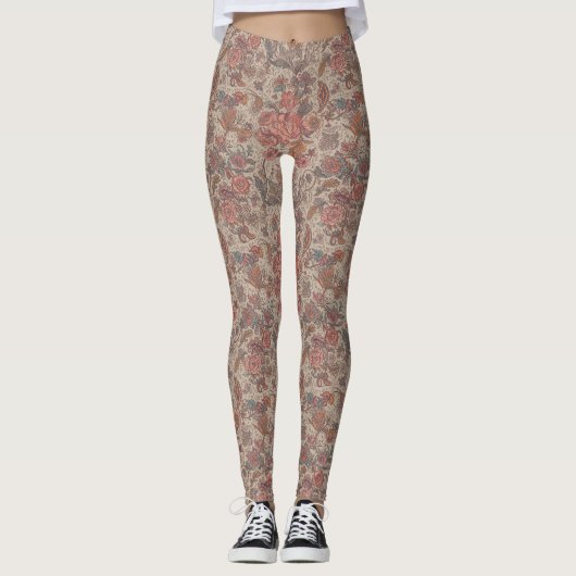 Floral Boho Pattern – Artistic Bohemian Botanical  Leggings (Voorkant)