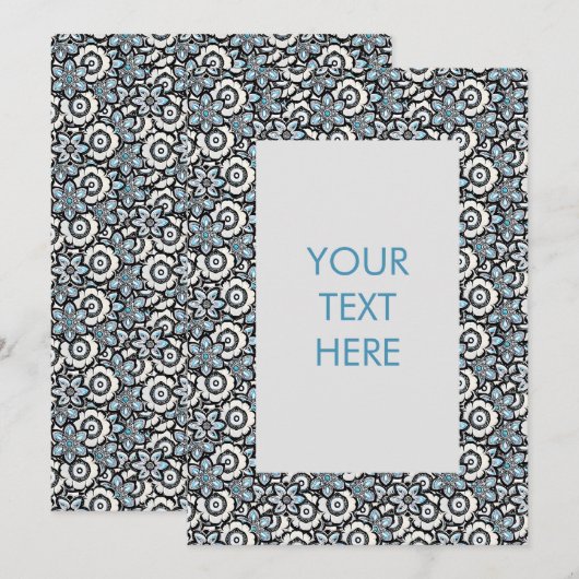 Floral Boho Pattern Blank Kaart Invitation (Voorkant / Achterkant)