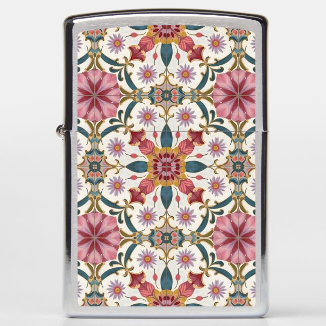 Floral Boho Pattern in Red, Pink & Teal (Voorkant)