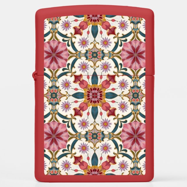 Floral Boho Pattern in Red, Pink & Teal (Voorkant)