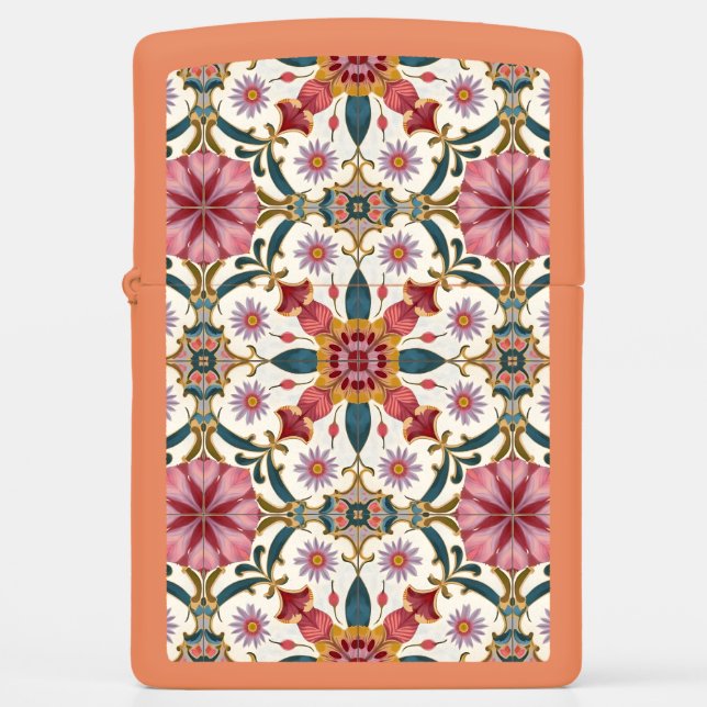 Floral Boho Pattern in Red, Pink & Teal (Front)