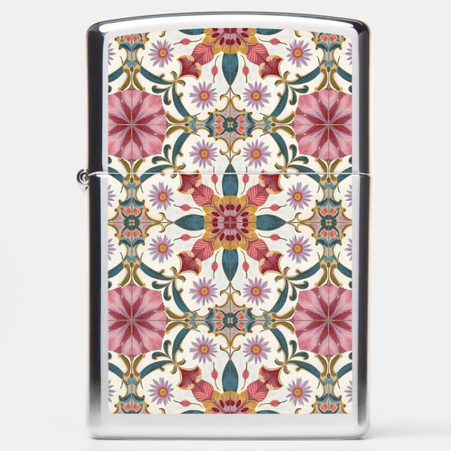 Floral Boho Pattern in Red, Pink & Teal (Voorkant)