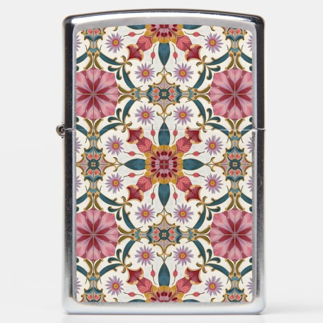 Floral Boho Pattern in Red, Pink & Teal (Voorkant)