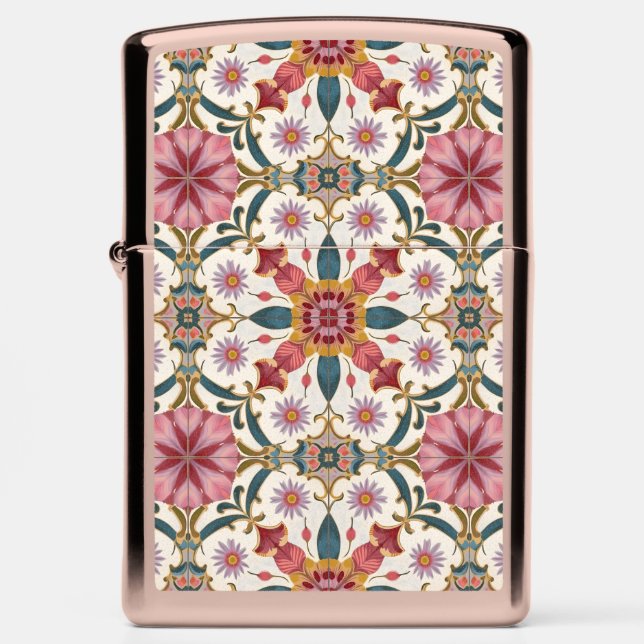 Floral Boho Pattern in Red, Pink & Teal (Front)