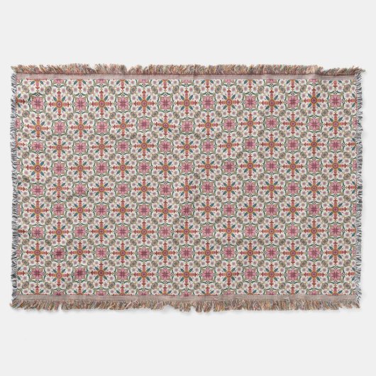 Floral Boho Pattern in Red, Pink & Teal Deken (Voorkant)