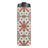 Floral Boho Pattern in Red, Pink & Teal Thermosbeker (Voorkant)