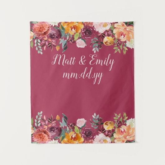 Floral Boho Photo Booth Prop Fall Bruiloft Achterg Wandkleed (Voorkant)