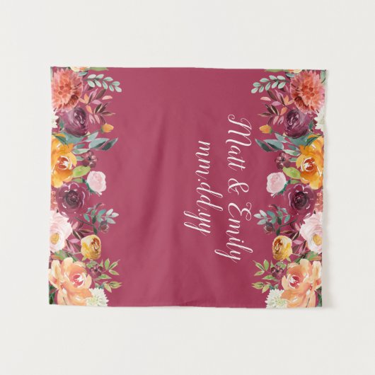 Floral Boho Photo Booth Prop Fall Bruiloft Achterg Wandkleed (Voorkant (horizontaal))