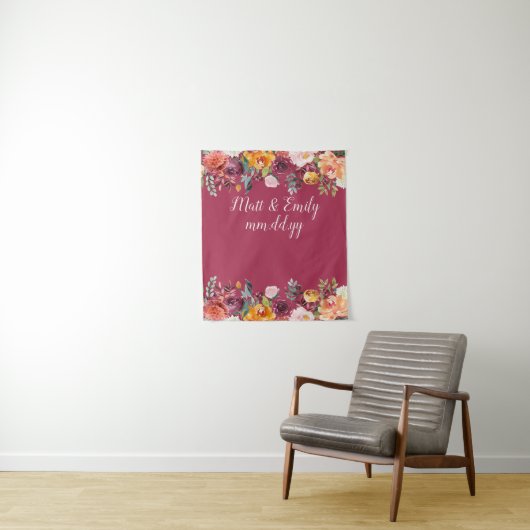 Floral Boho Photo Booth Prop Fall Bruiloft Achterg Wandkleed (In situ)