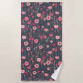 Floral Boho Pink Black Strandlaken (Voorkant)