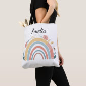 Floral Boho Rainbow All-Over Print Tote Bag (De près)