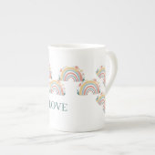 Floral Boho Rainbow Bone China Mug (Devant droit)