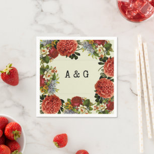 Floral BOHO Retro Monogram Initiaal Typewriter Tek Servet